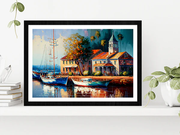 Cityscape View Inspired From Marina Australia Glass Framed Wall Art, Ready to Hang Quality Print