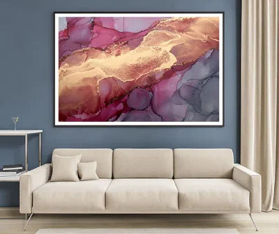 Pink Grey Gold Abstract Painting Home Decor Premium Quality Poster Print Choose Your Sizes
