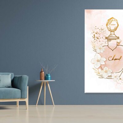 Elegant Gold Peach colored Fashion Perfume Print 100% Australian Made