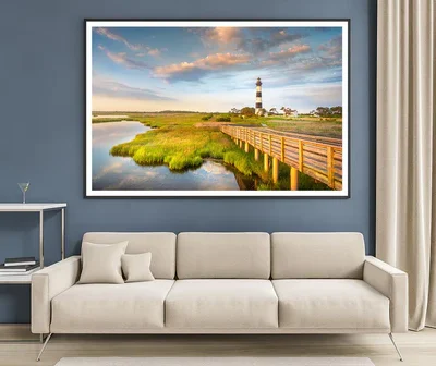 Sunrise Bodie Island Lighthouse With Cloudy Blue Sky Home Decor Premium Quality Poster Print Choose Your Sizes
