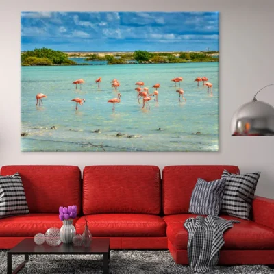 Flamingo Birds on Bonaire Beach Photograph Print 100% Australian Made