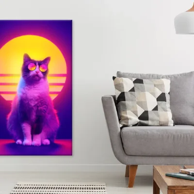 Fashion Cat in Sunglasses with Palm Trees Digital Art Print 100% Australian Made