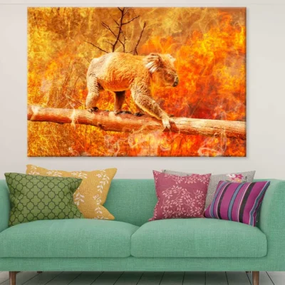 Koala Bear in Australian Bushfire View Photograph Print 100% Australian Made