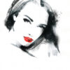 Makeup Woman Face B&W Watercolor Painting Print 100% Australian Made - Image 3