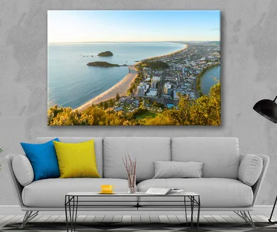 Bella Home Beach & Sunrise near Town Aerial Print Canvas Ready to hang