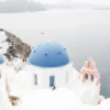 Santorini White Houses & Sea Faded Photograph Glass Framed Wall Art, Ready to Hang Quality Print - Image 2
