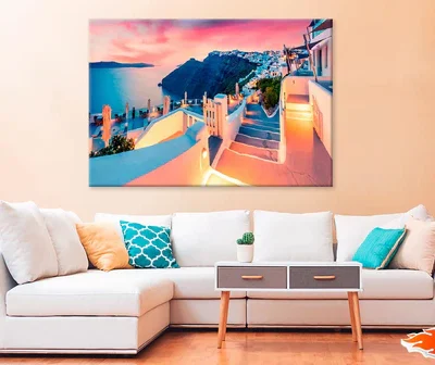 Sunset On Famous Greek Resort Print 100% Australian Made