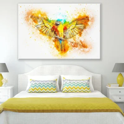 Yellow Red & Blue Parrot Abstract Design Print 100% Australian Made