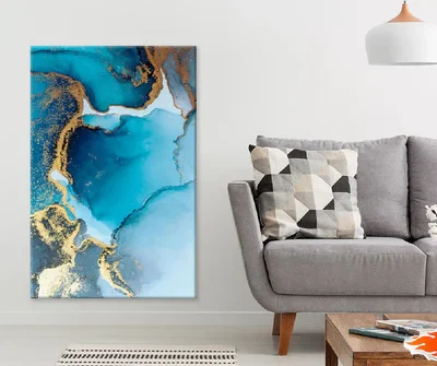 Blue & Gold Splash Abstract Design Print 100% Australian Made
