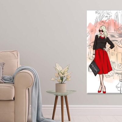 Red Shaded Fashion Store with Lady Print 100% Australian Made