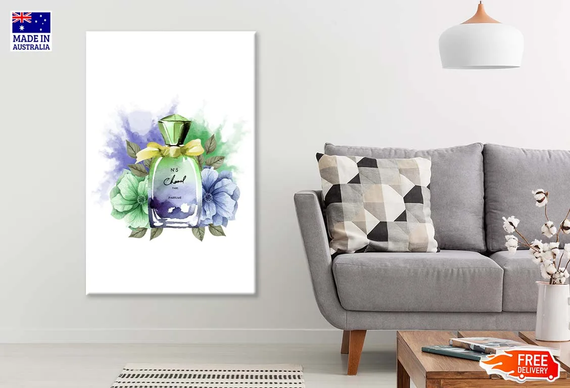 Perfume Bottle with Green Blue Flowers Print 100% Australian Made - Image 2