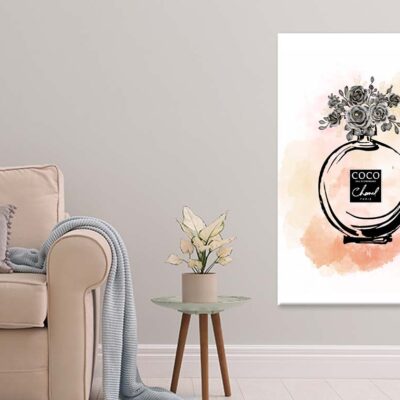 Black Flowers with Elegant Fashion Bottle Print 100% Australian Made