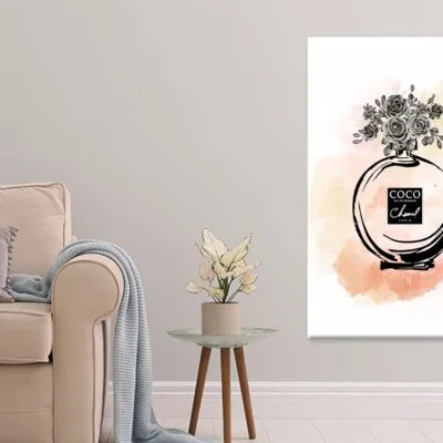 Black Flowers with Elegant Fashion Bottle Print 100% Australian Made