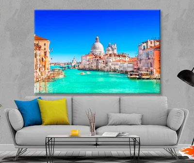 Canal With Boats and Buildings in The Background Wall Art Decor 100% Australian Made