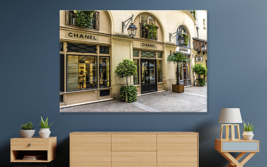 Luxury Fashion Store with Green Plants Print Canvas Ready to hang