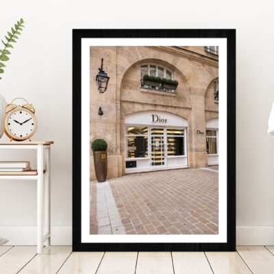 Fashion Store Building View Photograph Glass Framed Wall Art, Ready to Hang Quality Print
