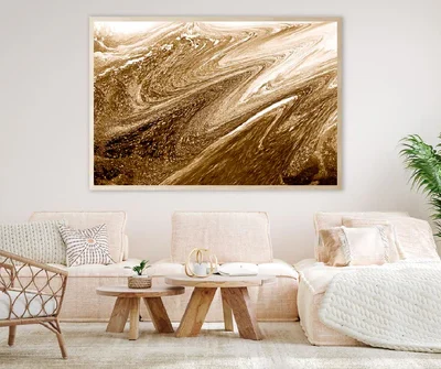 Brown Gold Fluid Abstract Design Home Decor Premium Quality Poster Print Choose Your Sizes