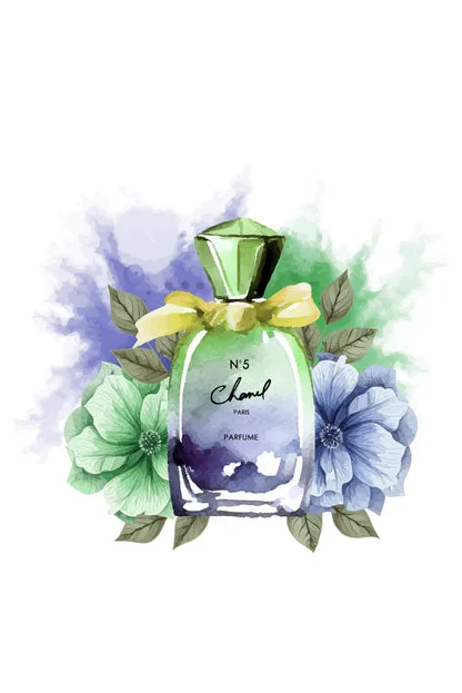 Perfume Bottle with Green Blue Flowers Print 100% Australian Made - Image 3