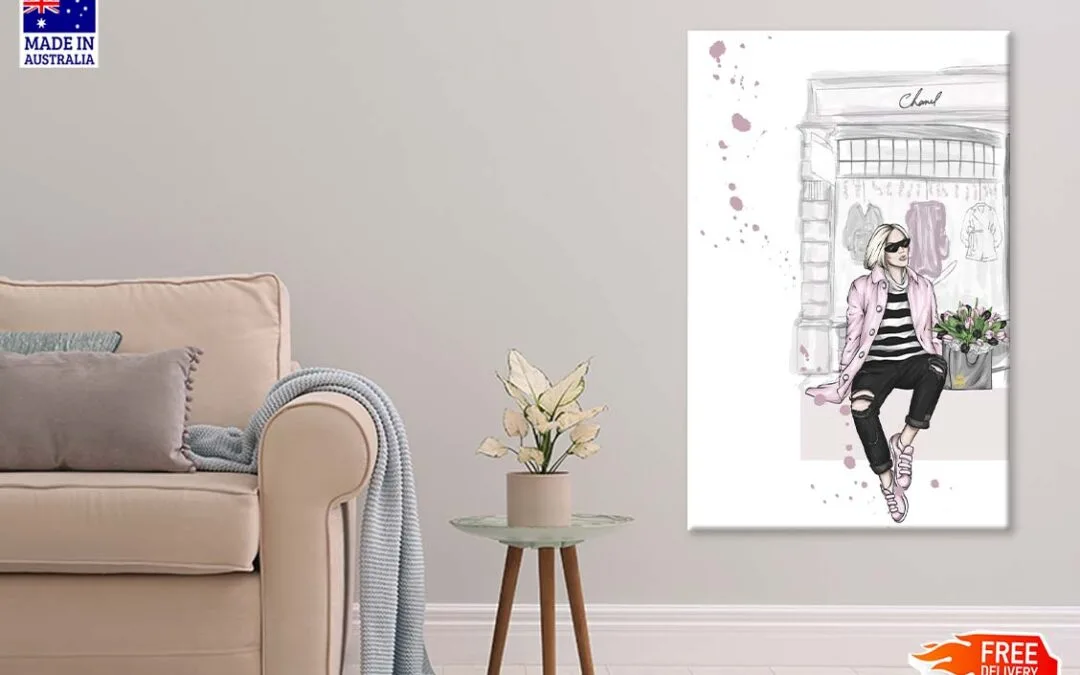 Fashion Girl with Bag Fashion Store Art Print 100% Australian Made