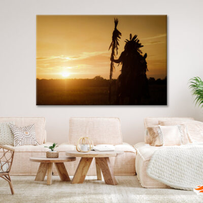 American Indian Tribe with Sunset Print 100% Australian Made