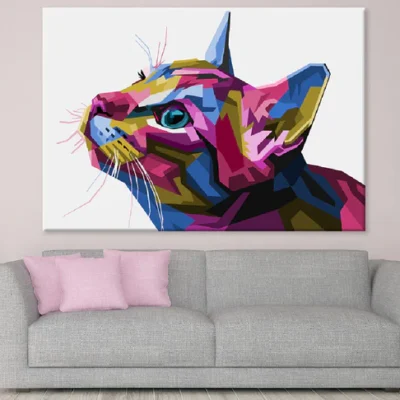 Colorful Cat Abstract Design Print 100% Australian Made
