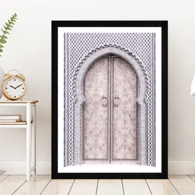 Moroccon Door View Photograph Glass Framed Wall Art, Ready to Hang Quality Print