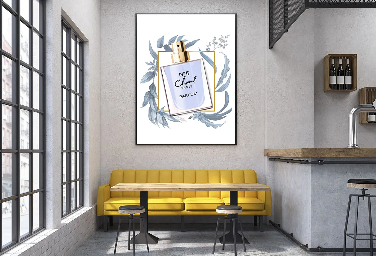 Grey Leaves & Perfume Bottle Home Decor Premium Quality Poster Print Choose Your Sizes - Image 2