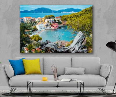 Bella Home Beach Island & Village Hill View Print Canvas Ready to hang