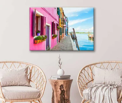 Bella Home Scenic Canal & Colorful Houses in Italy Print Canvas Ready to hang