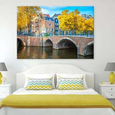 Houses & Bridge Cityscape Autumn Print 100% Australian Made