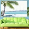 Coconut Tree in Sea Shore Painting Print 100% Australian Made