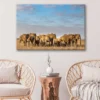 Bella Home Elephants on The Grass Field Print Canvas Ready to hang