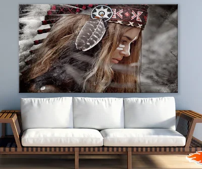 Native Feather Headdress Girl Print 100% Australian Made