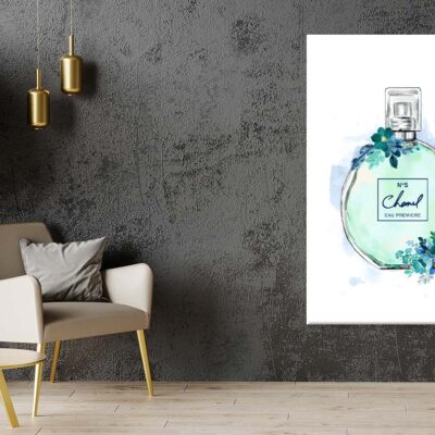 Green Colored Perfume with Flowers Print 100% Australian Made