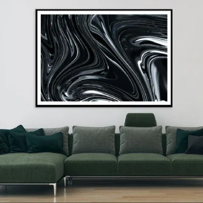 Black Silver Fluid Abstract Design Home Decor Premium Quality Poster Print Choose Your Sizes