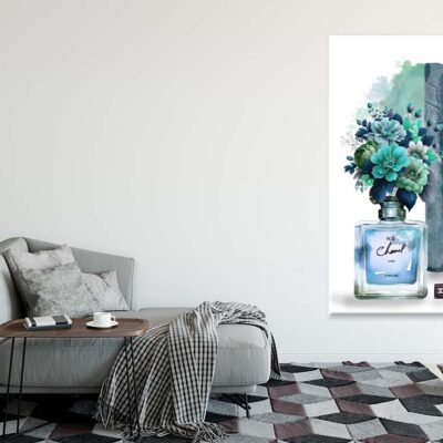 Blue Green Fashion Perfume with Flowers Print 100% Australian Made