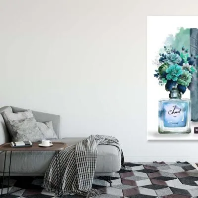 Blue Green Fashion Perfume with Flowers Print 100% Australian Made
