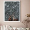 Deers In Forest & Winter View Photograph Home Decor Premium Quality Poster Print Choose Your Sizes