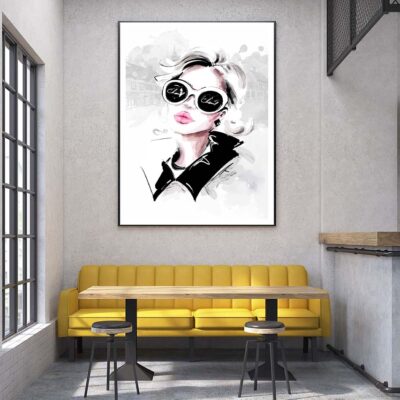 Black And White Lady with Fashion Store Design Home Decor Premium Quality Poster Print Choose Your Sizes
