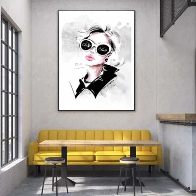 Black And White Lady with Fashion Store Design Home Decor Premium Quality Poster Print Choose Your Sizes