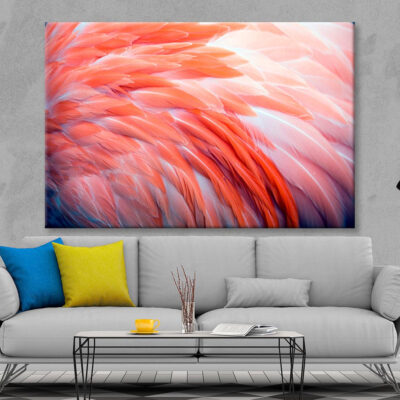 Close Up View of Pink Flamingo Feathers Wall Art Decor 100% Australian Made