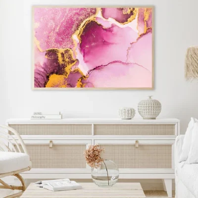 Pink Gold Liquid Ink Abstract Design Home Decor Premium Quality Poster Print Choose Your Sizes