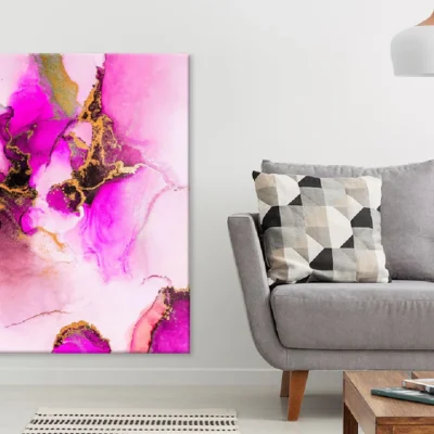 Pink & Gold Fluid Abstract Design Print 100% Australian Made