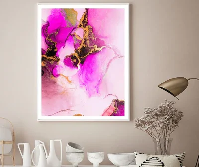 Pink & Gold Fluid Abstract Design Home Decor Premium Quality Poster Print Choose Your Sizes