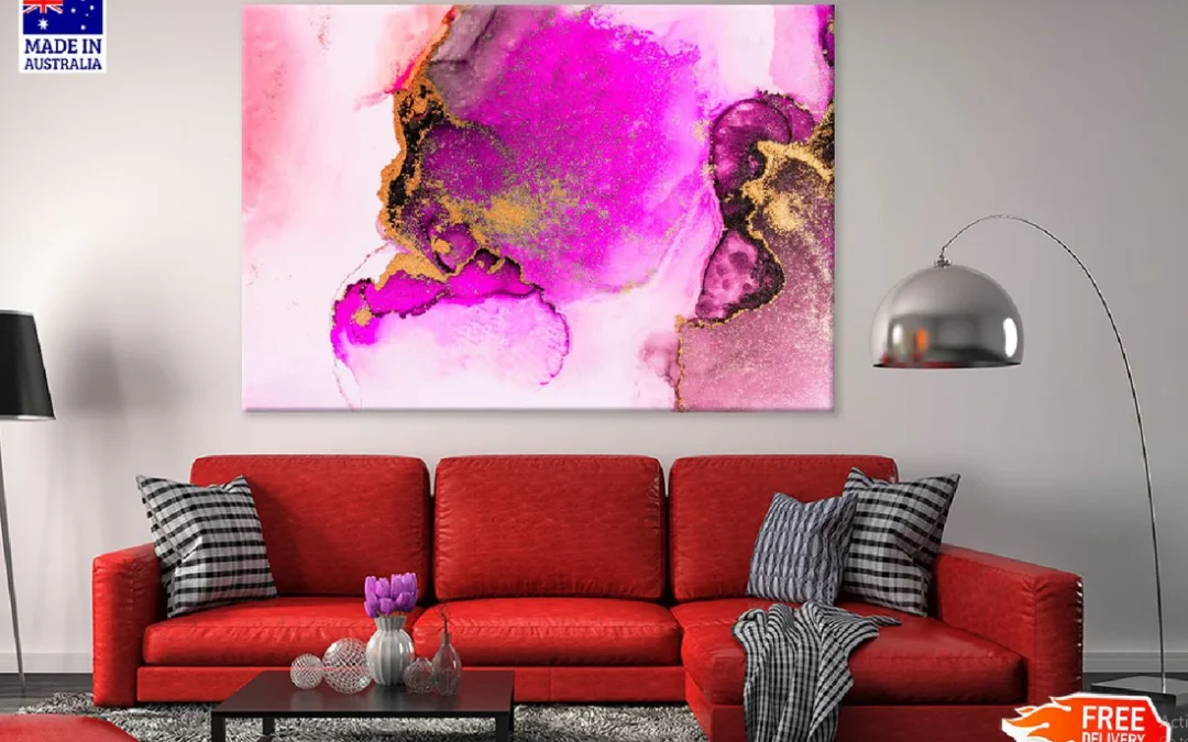 Pink & Gold Liquid Abstract Design Print 100% Australian Made