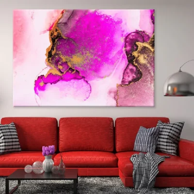 Pink & Gold Liquid Abstract Design Print 100% Australian Made