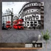 B&W City & Red Buses Print Tempered Glass Wall Art 100% Made in Australia Ready to Hang - Image 4