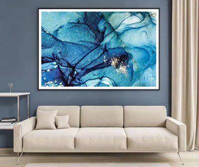 Black Blue & Gold Fluid Abstract Design Home Decor Premium Quality Poster Print Choose Your Sizes