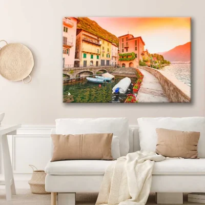 Bella Home Small Italian Town With Epic Sky Print Canvas Ready to hang