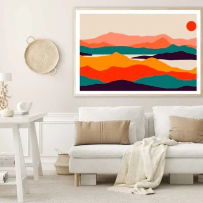 Sun & Multicolor Mountains Vector Design Home Decor Premium Quality Poster Print Choose Your Sizes